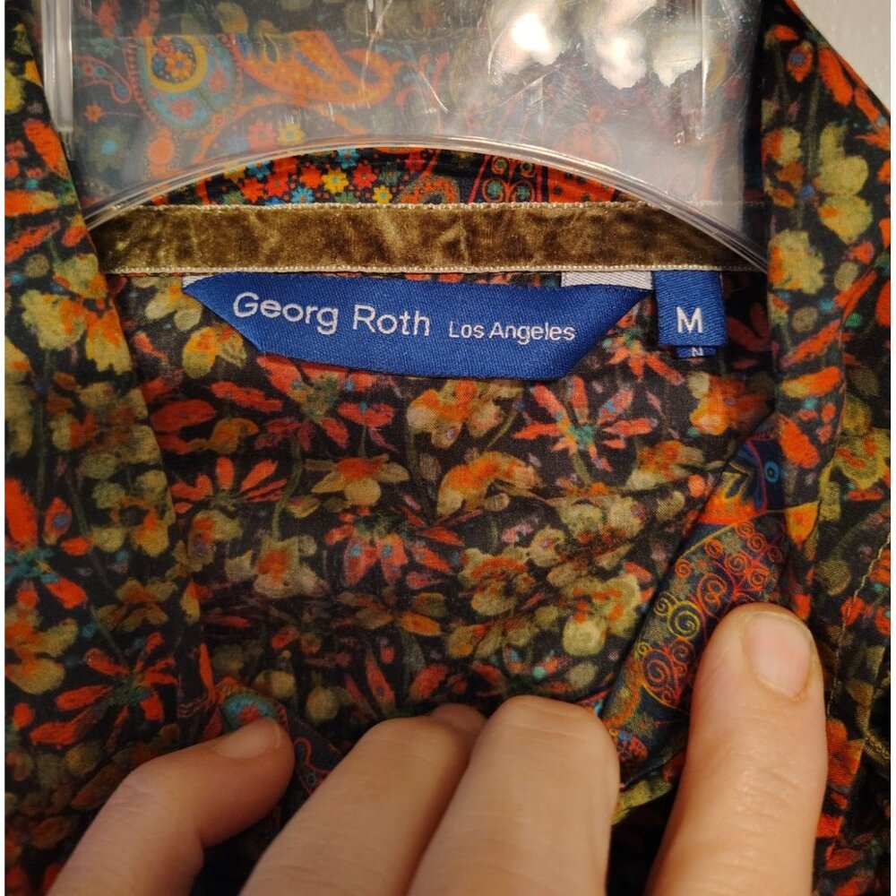 Georg Roth Los Angeles Medium Women's Shirt, Button, Flower Pattern Ruffle - Picture 7 of 7